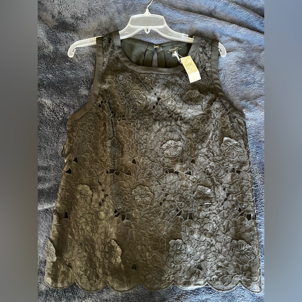 Ann Taylor Black Textured Sleeveless Blouse